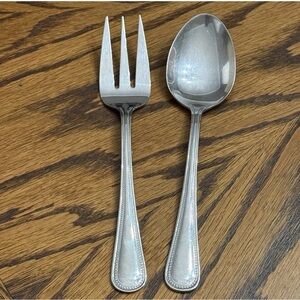 Wallace CONTINENTAL BEAD Glossy 18/10 Stainless Serving Fork Spoon